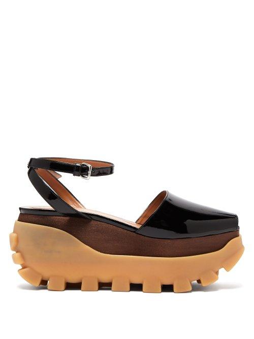 Matchesfashion.com Marni - Wooden Flatform Sandals - Womens - Black