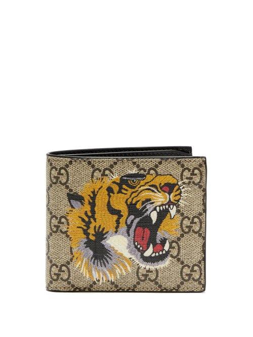 Matchesfashion.com Gucci - Gg Supreme Tiger Print Canvas Wallet - Mens - Brown Multi