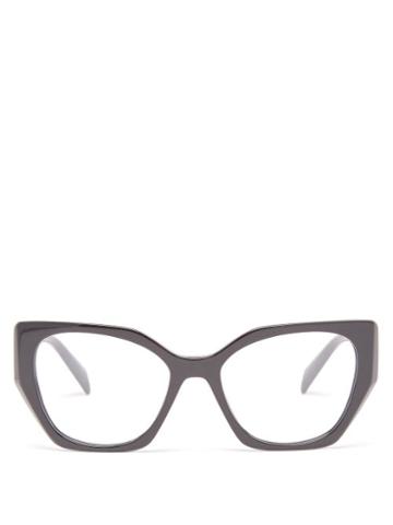 Prada Eyewear - Cat-eye Acetate Glasses - Womens - Black Grey