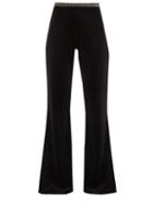 Versace - Greca-waistband Flared Velvet Track Pants - Womens - Black
