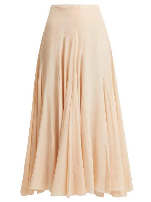 Matchesfashion.com Haider Ackermann - Raw Hem Godet Insert Silk Midi Skirt - Womens - Pink