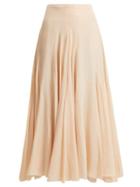 Matchesfashion.com Haider Ackermann - Raw Hem Godet Insert Silk Midi Skirt - Womens - Pink
