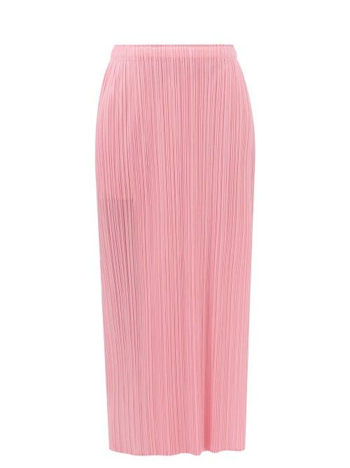 Pleats Please Issey Miyake - Technical-pleated Pencil Skirt - Womens - Pink