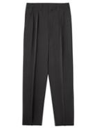 Lemaire - Pleated Crepe Suit Trousers - Mens - Dark Grey