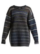 Matchesfashion.com Junya Watanabe - Striped Wool Blend Knitted Sweater - Womens - Blue