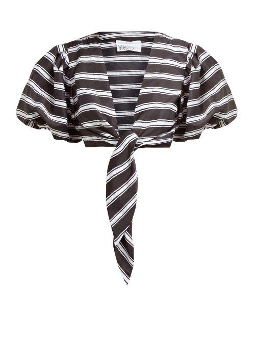 Matchesfashion.com Lisa Marie Fernandez - Striped Tie Front Satin Shirt - Womens - Black White
