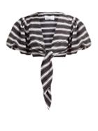 Matchesfashion.com Lisa Marie Fernandez - Striped Tie Front Satin Shirt - Womens - Black White