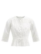 Ladies Rtw Mimi Prober - Barton Lace-trimmed Organic-cotton Blouse - Womens - White