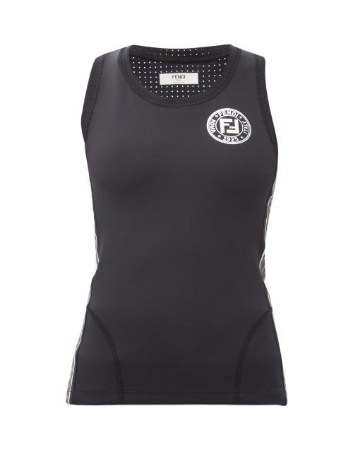 Matchesfashion.com Fendi - Ff Logo-trimmed Stretch-jersey Tank Top - Womens - Black