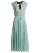 Carolina Herrera Polka-dot Print V-neck Chiffon Dress