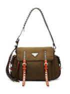 Matchesfashion.com Prada - New Vela Studded Nylon Shoulder Bag - Womens - Khaki Multi