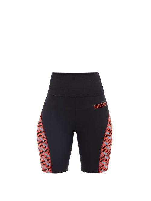 Versace - Logo-print Jersey Cycling Shorts - Womens - Black Red