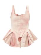 Marques'almeida - Tie-dye Peplum-side Organic-cotton Corset Top - Womens - Pink White