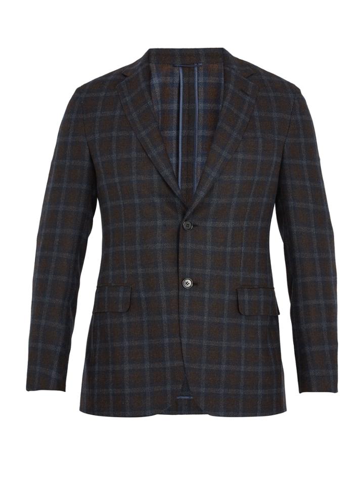 Brioni Single-breasted Checked Flannel-wool Blazer