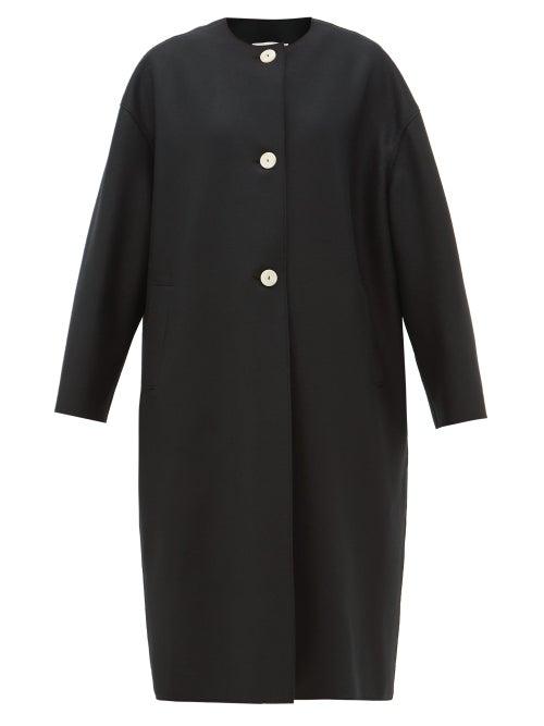 Matchesfashion.com Harris Wharf London - Round-neck Felted Wool Coat - Womens - Black