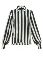 Matchesfashion.com Emilia Wickstead - Pelia Striped Textured-crepe Blouse - Womens - Green White