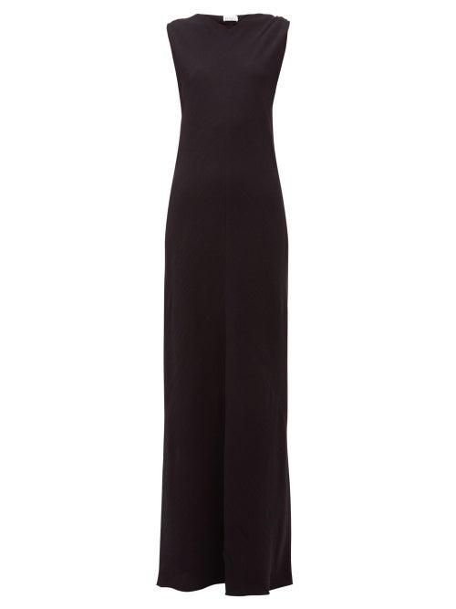 Matchesfashion.com Raey - High V-neck Bias-cut Silk Crepe De Chine Dress - Womens - Navy