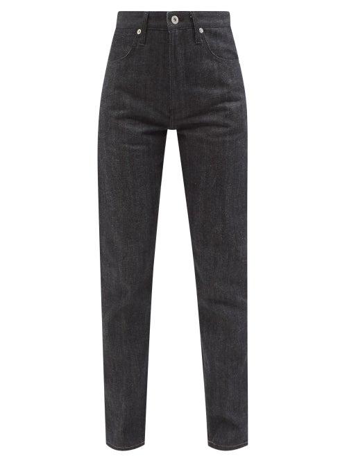Jil Sander - Embroidered-patch High-rise Slim-leg Jeans - Womens - Dark Blue