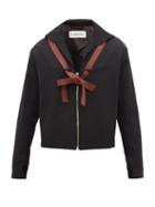 Matchesfashion.com Lanvin - Sailor Collar Leather Ties Wool Jacket - Mens - Black