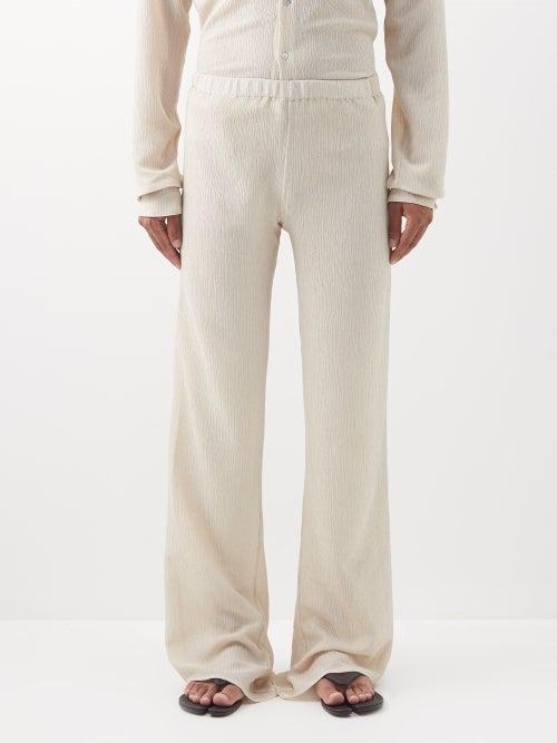 Ludovic De Saint Sernin - Elasticated-waist Crinkled Cotton Trousers - Mens - Sand