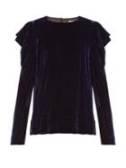 Matchesfashion.com Tibi - Draped Sleeved Velvet Top - Womens - Navy