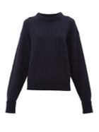 Matchesfashion.com Chlo - Turn Up Cuff Ribbed Merino Wool Blend Sweater - Womens - Navy