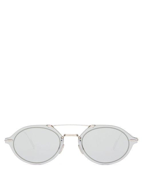 Matchesfashion.com Dior Homme Sunglasses - Diorchroma3 Oval Metal Sunglasses - Mens - Silver