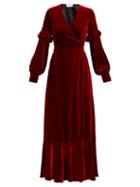 Matchesfashion.com Raquel Diniz - Aurora Silk Velvet Wrap Dress - Womens - Dark Red