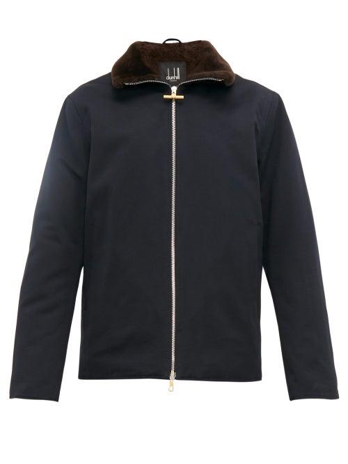 Matchesfashion.com Dunhill - Shearling Lined Cotton Faille Jacket - Mens - Blue