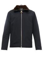 Matchesfashion.com Dunhill - Shearling Lined Cotton Faille Jacket - Mens - Blue