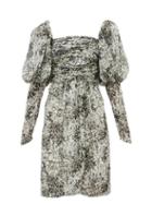 Matchesfashion.com Giambattista Valli - Floral Print Puff Sleeve Silk Chiffon Dress - Womens - Black White