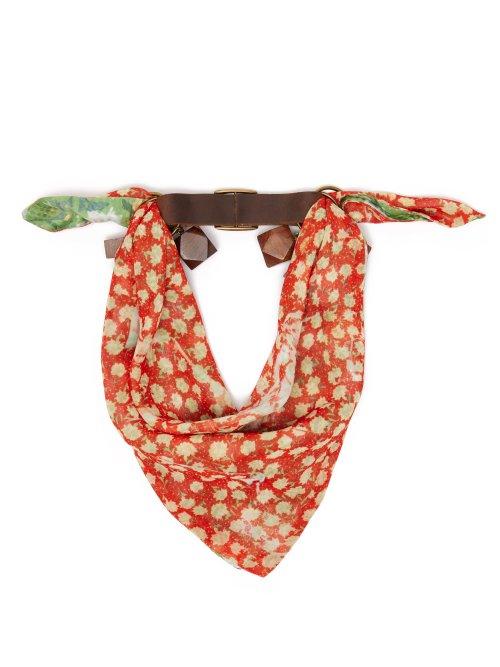 Matchesfashion.com Preen By Thornton Bregazzi - Wooden Bead Silk Blend Jacquard Scarf - Womens - Green