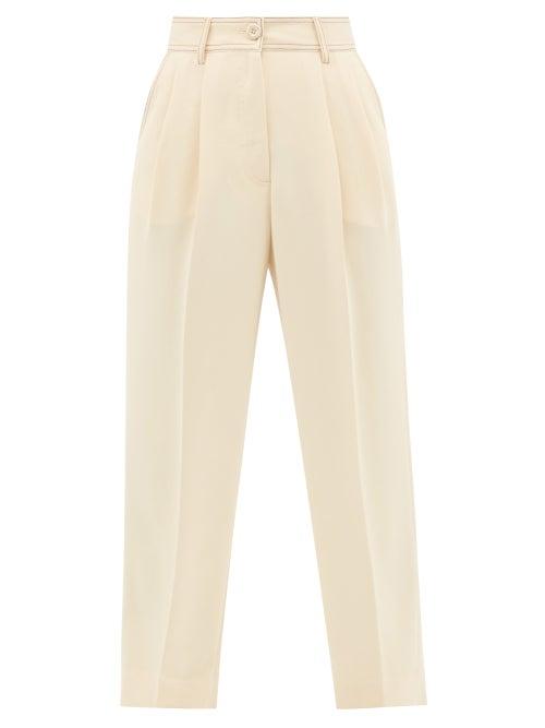 See By Chlo - Topstitched Tailored Crepe Trousers - Womens - Cream