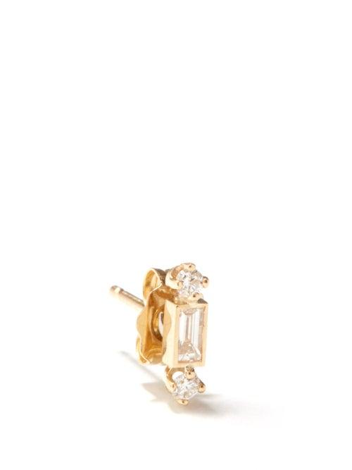 Zo Chicco - Diamond & 14kt Gold Single Stud Earring - Womens - Yellow Gold