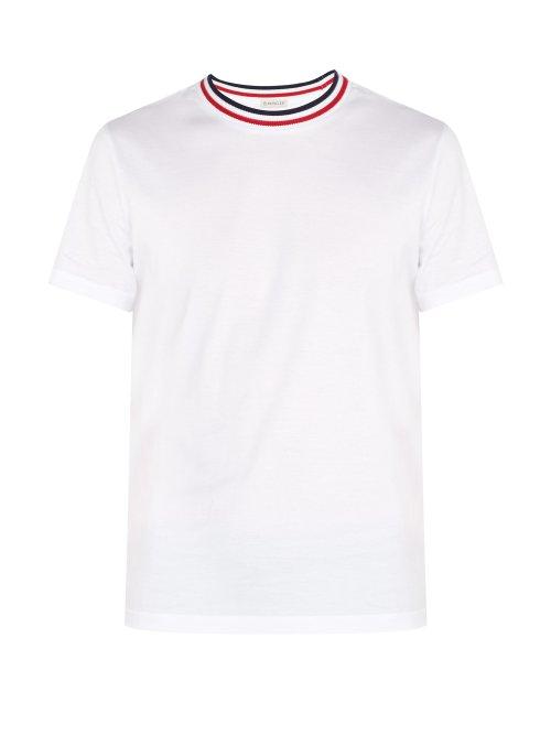 Matchesfashion.com Moncler - Striped Cotton T Shirt - Mens - White