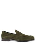 Brioni - Almond-toe Suede Loafers - Mens - Olive Green