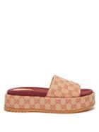 Matchesfashion.com Gucci - Gg Canvas Flatform Sandals - Womens - Beige