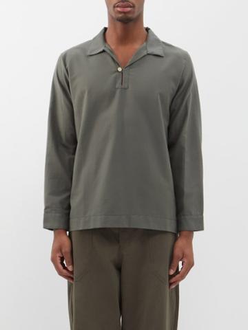 Maran - El Abrazo Open-neck Recycled-cotton Shirt - Mens - Green