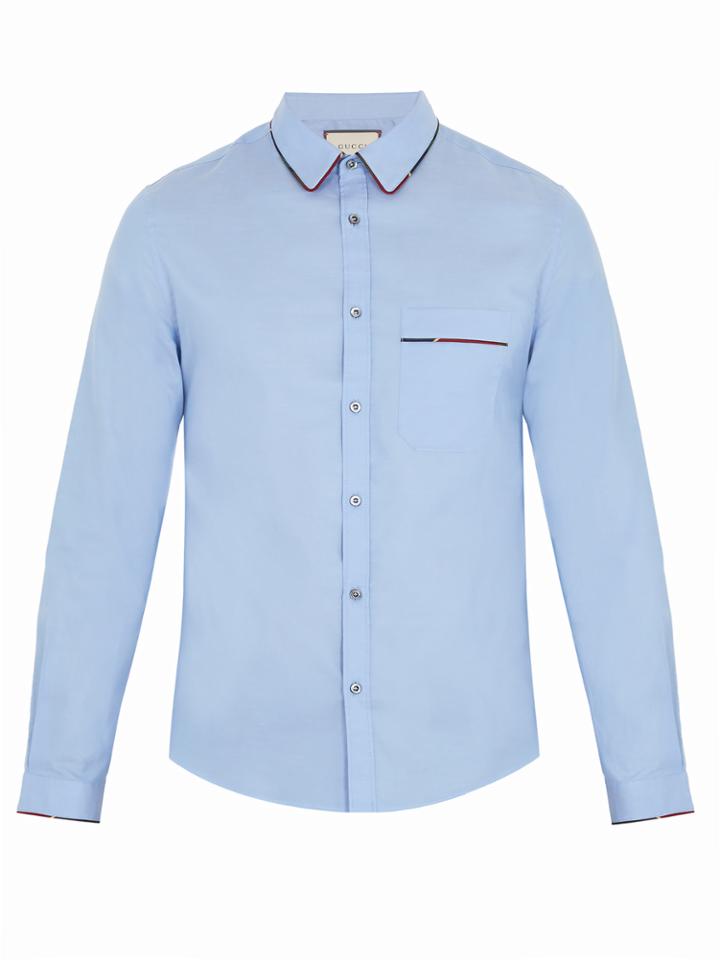 Gucci Duke Web-piping Cotton Shirt