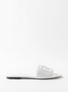 Dolce & Gabbana - Logo-cutout Leather Slides - Womens - White
