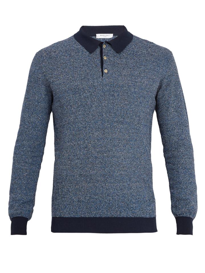 Boglioli Point-collar Knitted Polo Shirt