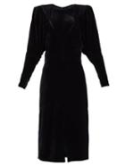 Matchesfashion.com Isabel Marant - Geniasi Padded-shoulders Velvet Midi Dress - Womens - Black