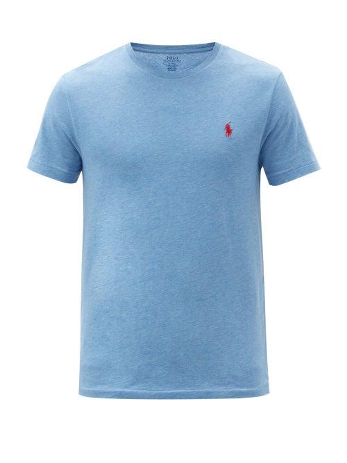 Matchesfashion.com Polo Ralph Lauren - Logo-embroidered Cotton-jersey T-shirt - Mens - Light Blue