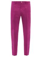 120 Lino 120% Lino - Slim-leg Linen-calico Suit Trousers - Mens - Pink