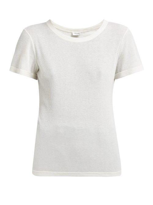 Matchesfashion.com Saint Laurent - Ribbed Knit Modal Blend T Shirt - Womens - White