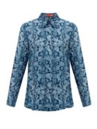Matchesfashion.com Altuzarra - Chika Python-print Silk Blouse - Womens - Blue