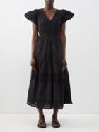 Sea - Georgina Tie-back Cotton Broderie-anglaise Dress - Womens - Black