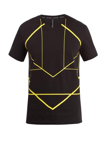 Blackbarrett By Neil Barrett Graphic Line-print V-neck Cotton T-shirt