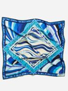 Pucci - Fiamme And Iride-print Silk-twill Scarf - Womens - Blue Multi