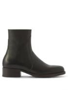 Lemaire - Topstitched Leather Ankle Boots - Mens - Black